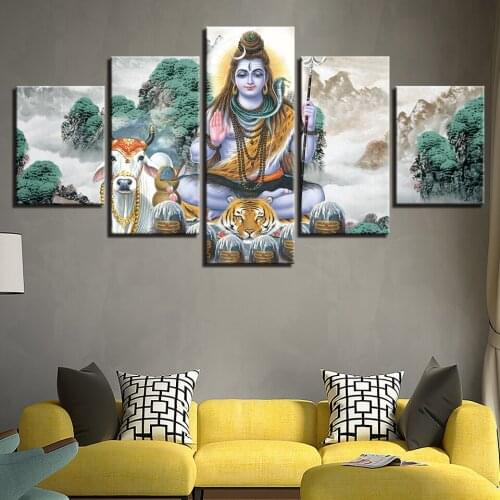 Hot sale !Diamond Painting 5 Pieces Hindu Lord Shiva And Bull Nandi Diamond Embroidery Full Round Drill Rhinestone Picture art