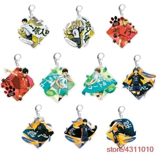 Haikyuu keychain volley boys keychain acrylic key chain ring bag pendant for women men trinket Tobio Kageyama Hinata Shoyo