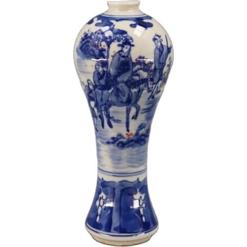 Chinese Old Porcelain Vase Character Story Pattern Mei Bottle Vase