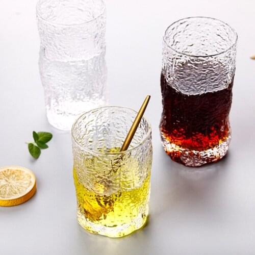 Creative Bark Pattern Water Glass Cup Juice Glass Tea Galss Japanese Style Hammer Heat-resistant Crystal Glass for Home Office
