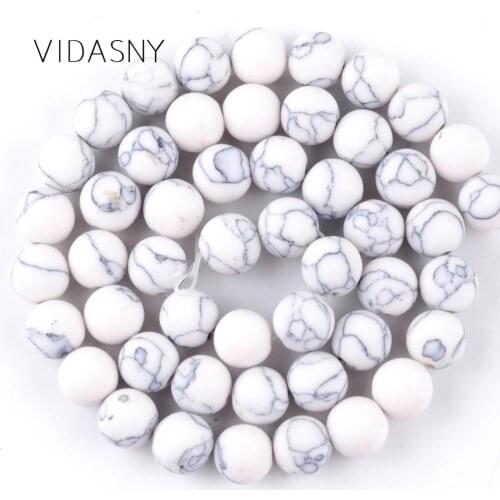 Dull Polished Howlite Stone Beads For Needlework Jewelry Making 4 6 8 10 12mm Matte Round Beads Diy Bracelet Necklace 15