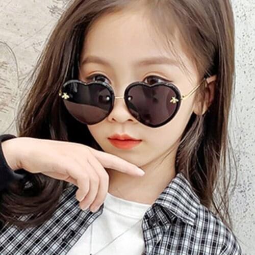 Kawaii Baby Childrens Cartoon Sunglasses Protection UV Sunglasses New Fashion Heart Glasses Girls Love Bow Toy Glasses