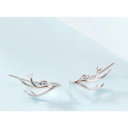 Fashion Simple Silver Color Antlers Stud Earrings for Womens Party Cute Earrings Fine Jewelry Birthday Gifts Accessories