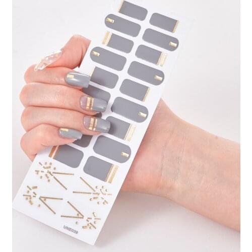 22 Tips/Sheet Solid Color And Striped Manicure Nails Art Decoration Nail Strips Full Beauty Nail Decoration Nailart Sticker