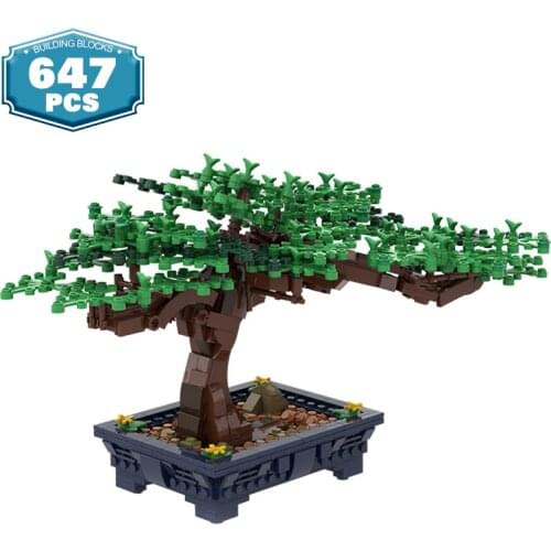 New Bonsai Tree Green Bush Flower Grass Plant Model Building Blocks Mini Plant Home Garden Bricks Assembly Toys for Children