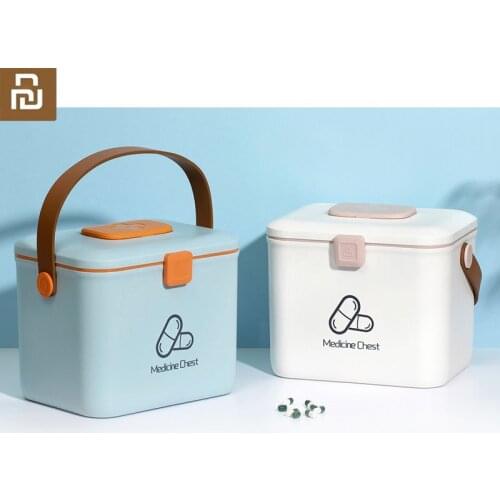 New Youpin Household medicine storage box Layered large capacity portable multi-divided compartment well sealed