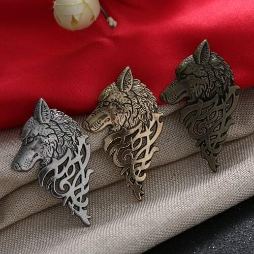 Charming Vintage Men Punk Wolf Badge Brooch Lapel Pin Shirt Suit Collar Jewelry Decoration DIY Craft