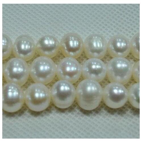 Wholesale Loose Pearl Jewellery,AAA 9-10MM Top Quality Potato Round Beads White Color Natural Freshwater Pearl Jewellery