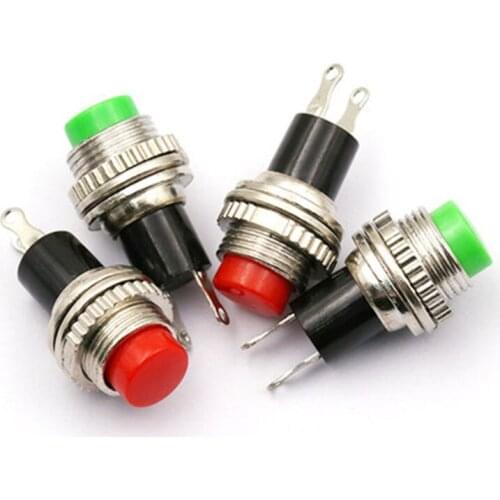 Button switch ds-314 reset switch no lock round button switch two pins red green (2pcs)