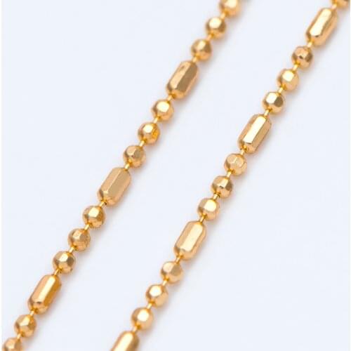 Gold plated Brass Ball Bar Chains 1mm, DIY Necklace Chain Wholesale (#LK-243-1)/ 1 Meter=3.3 ft