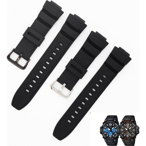 Durable Anti-fall Strap For Casio MCW 100H 110H W-S220 HDD-S100 Fashion Silicone Replacement Black Sports Wrist Strap WatchBands