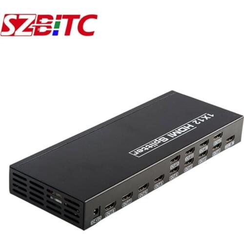SZBITC 4K HD Splitter 1X12 Video Wall Controller Distributer 1 In 12 Out 4K@30Hz EDID RS232 for PC DVD LCD,Plug and Play