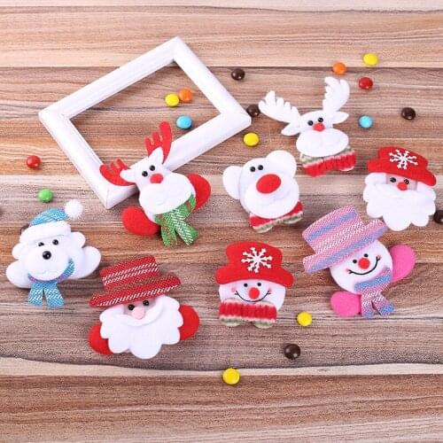 Christmas Ornament Luminous Breastpin Brooch Cute Cartoon Santa Claus Snowman Polar Bear Christmas Decoration Gift for Kids Home