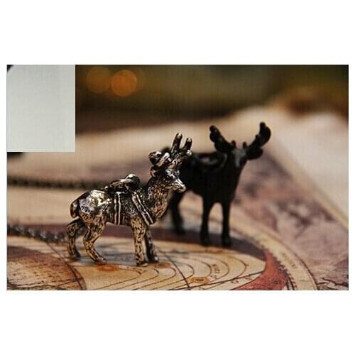 Hiphop Style vintage Boho Chic Buck Necklace Sweetheart Retro Deer Necklace Girl fashion christmas Gift cute Jewelry