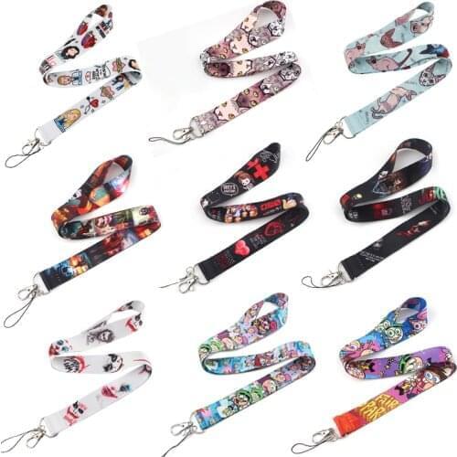BH1007 Funny Cartoon Cat Lanyard For keys Hang Ropes Phone Badge Holder Greys Anatomy Neck Straps Horror Movie Clown Necklaces