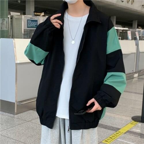 Plus Size 5XL-M Autumn New Fashion Patchwork Color Loose Casual Jacket Men Clothing 2021 Simple Turn Down Collar Oversized Coats