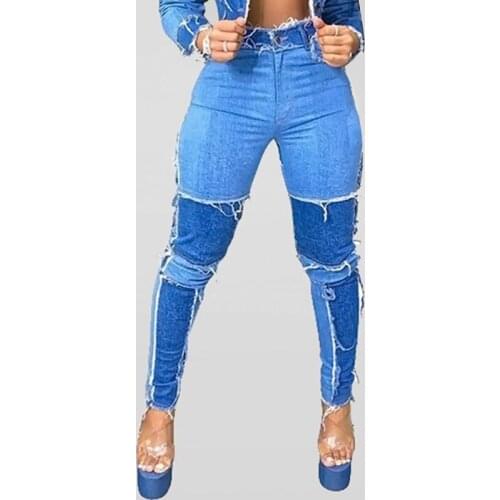 Patchwork Jeans Women Straight High Waisted Skinny Ripped Jeans Mom Trousers Big Size Sexy Stretchy Jeans Boyfriend 2020 Autumn