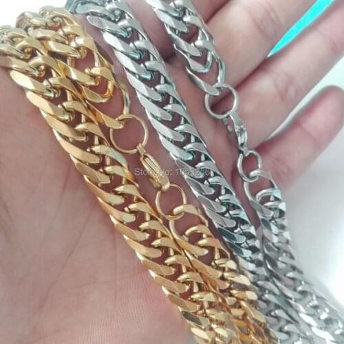 Gold Heavy High Quality Curb Link Chain Necklace Stainless Steel Men Jewelry 12mm 24'' Husband / Father XMAS Gifts