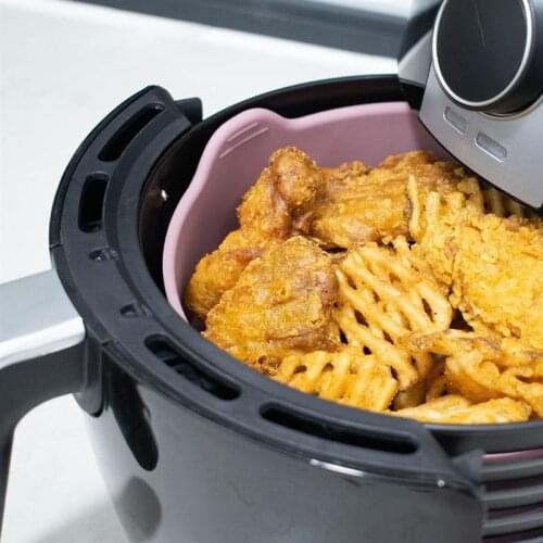 1pc Air Fryer Pot Silicone Basket Food Heating Cooling Basket Kitchen Gadget Home Heating Silica Gel Container