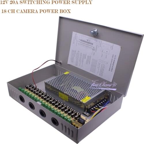 12V 20A switching power supply 18 ch camera power box led light monitoring dedicated power supply 110V or 220VAC