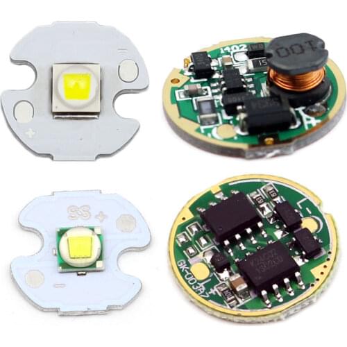 16mm XM-L T6 XM-L2 U3 LED Emitter Diode Chip 17mm One Mode 3V-12V 5 Modes 3.7-4.2V Input Driver Board for LED Flashlight Torch