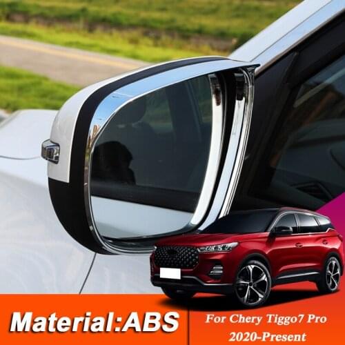 2pcs Car Styling ABS Rearview Mirror Rain Eyebrow Frame Sequins For Chery Tiggo 7 Pro 2020-Present Auto Sticker Accessories