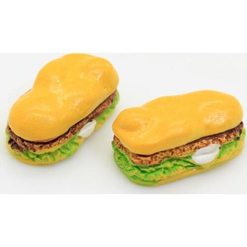 20/50pcs Kawaii Flat Back Resin Kids Kitchen Cute Long Hamburger Resin Food DIY Dollhouse Miniature Decoration Crafts