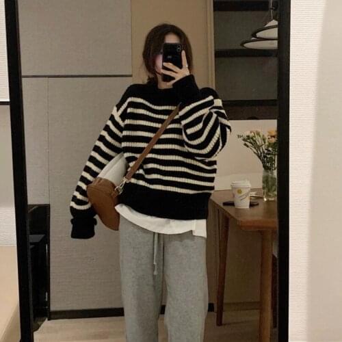 2021 Women Sweater Pullover Female Knitting Overszie Long Sleeve Loose Elegant Knitted Thick Outerwear Womens Winter Sweaters