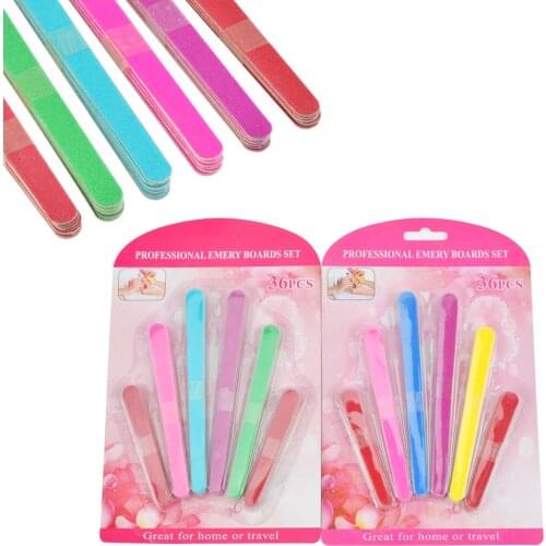 240 Grit Mini Nails Files Buffers Double Sided Mix Colors Washable 36pcs Nail File Set Manicure Tools for Women Gift