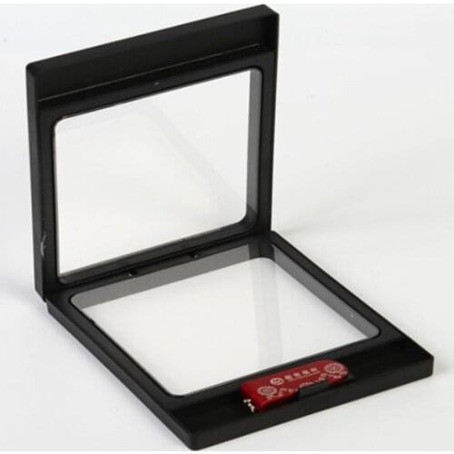 500pcs 88*108*18mm Clear PET Membrane box Stand Holder Floating Display Case Earring Gems Ring Jewelry Suspension Packaging Box