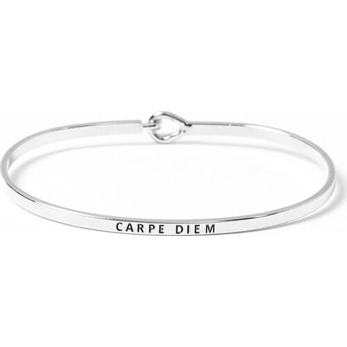 CARPE DIEM Letters Bangle Fashion Jewelry Silver Rose Gold Color Cuff Bracelets & Bangles For Women Man Party Lovers' Gift