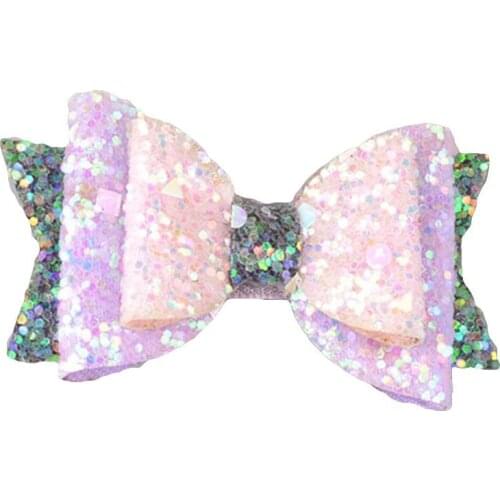 Kids Girls Double Layer Glitter Sequin Bow Hairpin Princess Hair Clip Accessory
