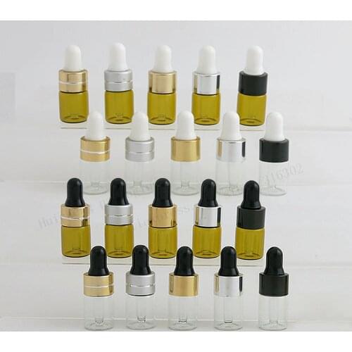 100 x 2ml Mini Cute Clear Amber Glass Dropper Bottle Jars Vials With Pipette For Cosmetic Perfume Essential Oil Bottles