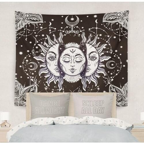 White Black Colorful Sun Moon Mandala Tapestry Wall Hanging Celestial Wall Tapestry Hippie Wall Carpets Dorm Decor Wall Tapestr