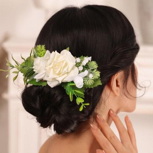 Bridal Flower Hair Comb Romantic Headdress White Women Hair Accessories Wedding Hairband for Girl Anniversary