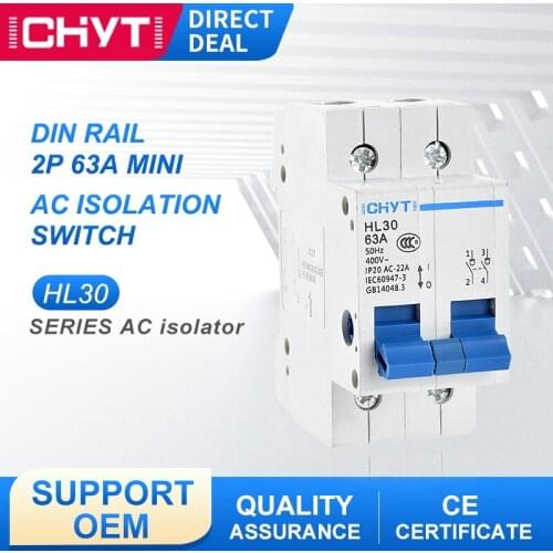 HL30 Low Voltage 400V 2P 63A 3 Phase Isolator Changeover Disconnector AC 50Hz Mini Isolating Switch
