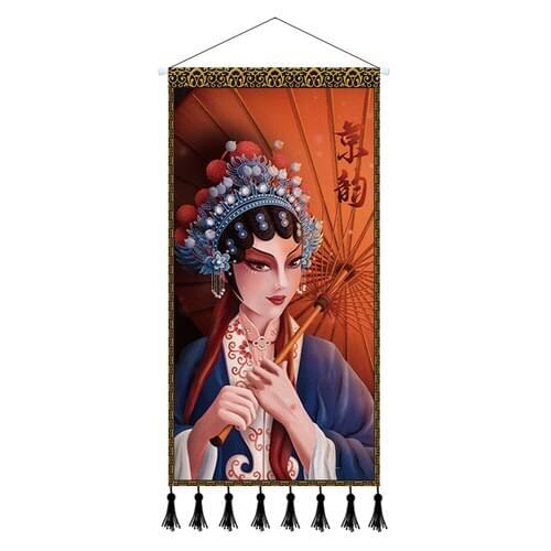 Chinese Style Peking Opera Art Canvas Painting Print Poster Characters Huadan Wall Pictures Scroll Painting Hang Room Decor