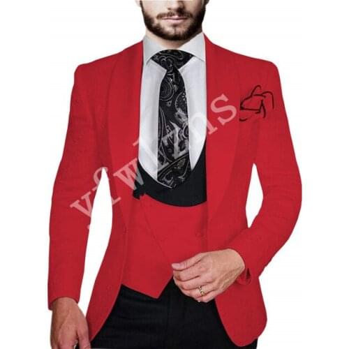 Handsome Groomsmen Wool blend Groom Tuxedos Mens Wedding Dress Man Jacket Blazer Prom Dinner (Jacket+Pants+Tie+Vest) A003