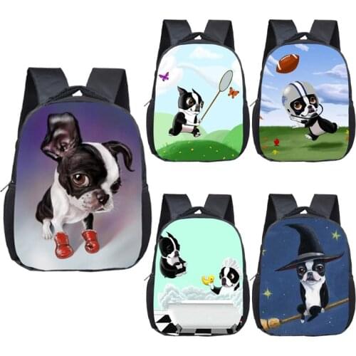 Cute Boston Terrier Printing Pattern Backpack Children School Bags Cartoon Dog Boys Girls Book Bag Kids Kindergarten School Bag