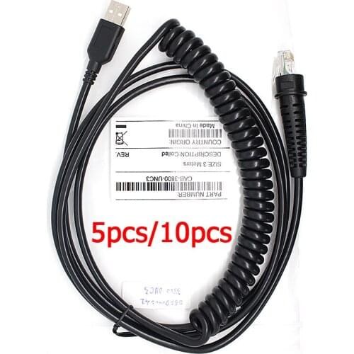 New 5pcs/10pcs 3M Scanner Coile USB Cable For Honeywell 3800g 4600g 4600r 4600rp 4800i 3820 3820i 4800dr Barcode Scanner