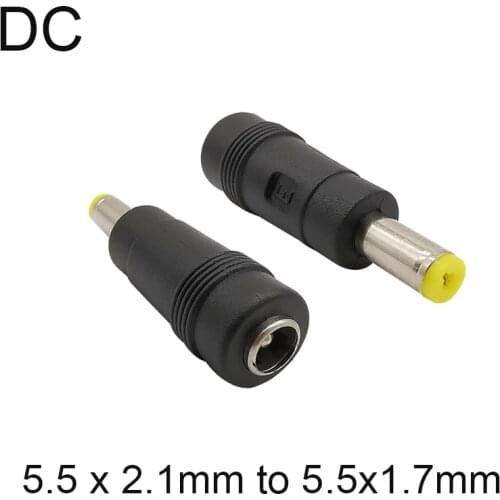 DC 5.5 x 2.1mm Female Jack to 5.5x1.7mm Male Plug DC Adapter DC Power Connectors DC Socket Jack Plug Connector for Notebook