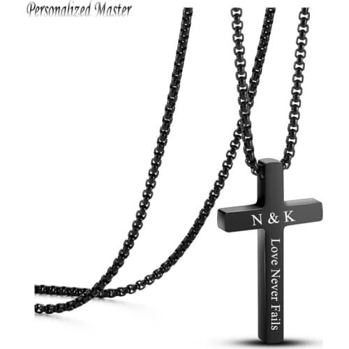 Personalized Master Customized Cross Necklace for Men Women Stainless Steel Pray Crucifix Pendant Necklaces Thanksgiving Gift