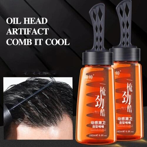 Professional 2-in-1 Hair Wax Gel With Comb Mud Men Hair Fluffy Long-lasting Hair Salon Gel Styling Wax Tool Cream Pomade K0H7