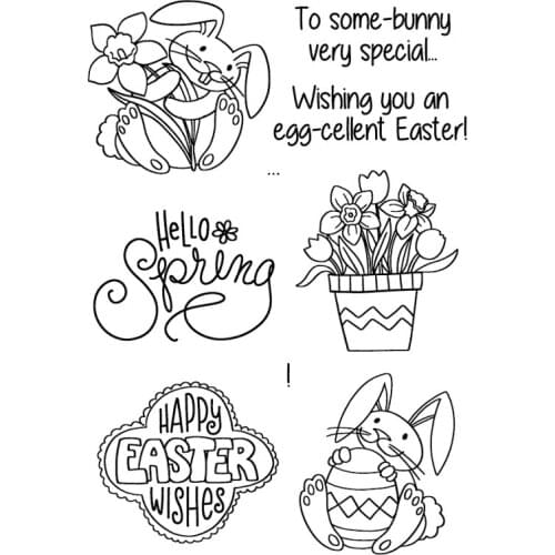 Happy Easter Bunnies Transparent Clear Silicone Stamp/Seal for DIY scrapbooking/photo album Decorative clear stamp sheets FXL158