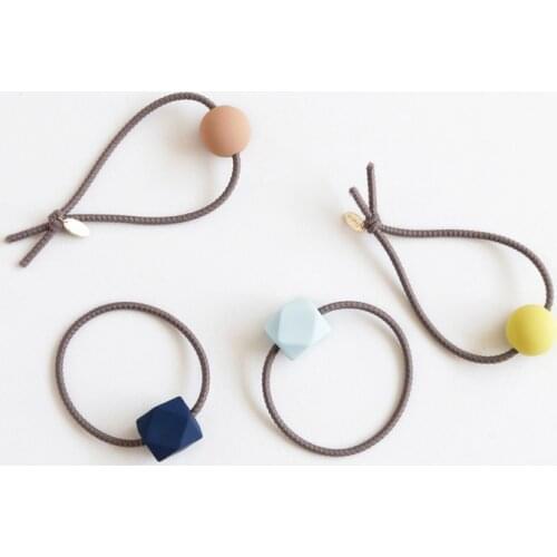 Women Macarons Ball Knotted Rope Irregular Geometric Hair Bands Girls Scrunchies Vintage Elastic Headdress Hair Accessories
