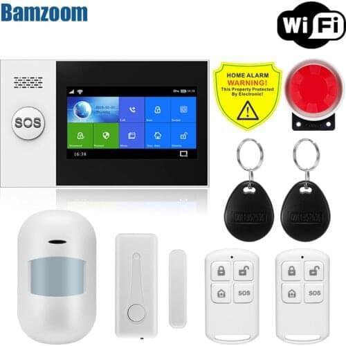 Wireless WIFI APP SIM GSM Home RFID Burglar Security LCD Touch Keyboard WIFI GSM Alarm System Sensor kit various languages