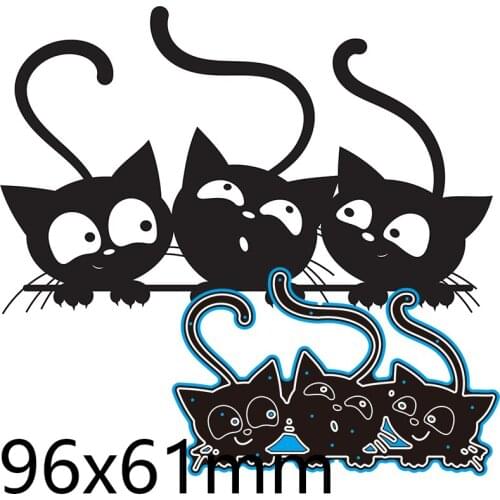 Cutting Dies Three Little Black Cats New for Decoration Scrapbooking Stencil Paper Craft Album Template 96*61mm