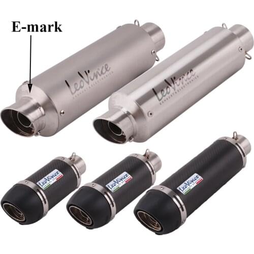 E-mark LeoVince Universal Motorcycle Exhaust Carbon Fiber Muffler Left Right Side Escape Moto for FZ6N BK400 z900 z1000 R1 MT07