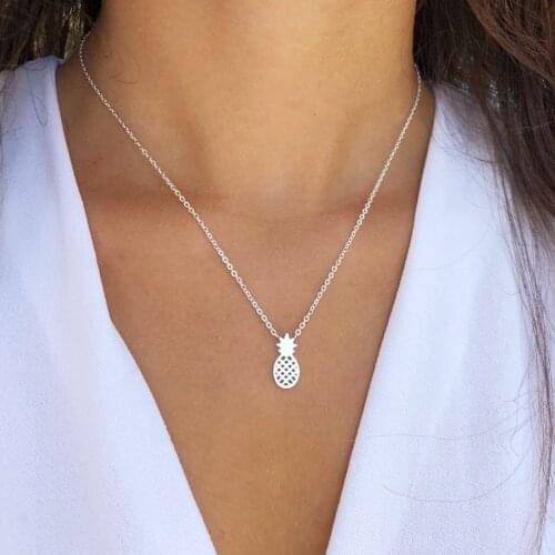 Tropical Mini Pineapple Pendant Necklace Women Girl Jewelry Stainless Steel Ketting Rose Gold Ananas Collares Mujer Bff Gifts