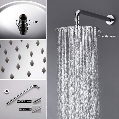 Vidric Vidric Chrome Round Style Shower Faucet Set Concealed Rainfall Shower System Bathtub Shower Hot Cold Water Mixer Faucet T